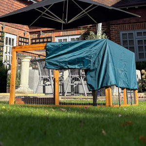 rabbit run shade on a run in a garden used on a run in a sunny garden