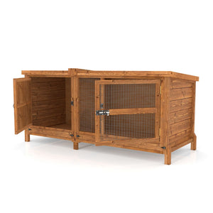 Wooden 5ft single hutch with wire door on a white background