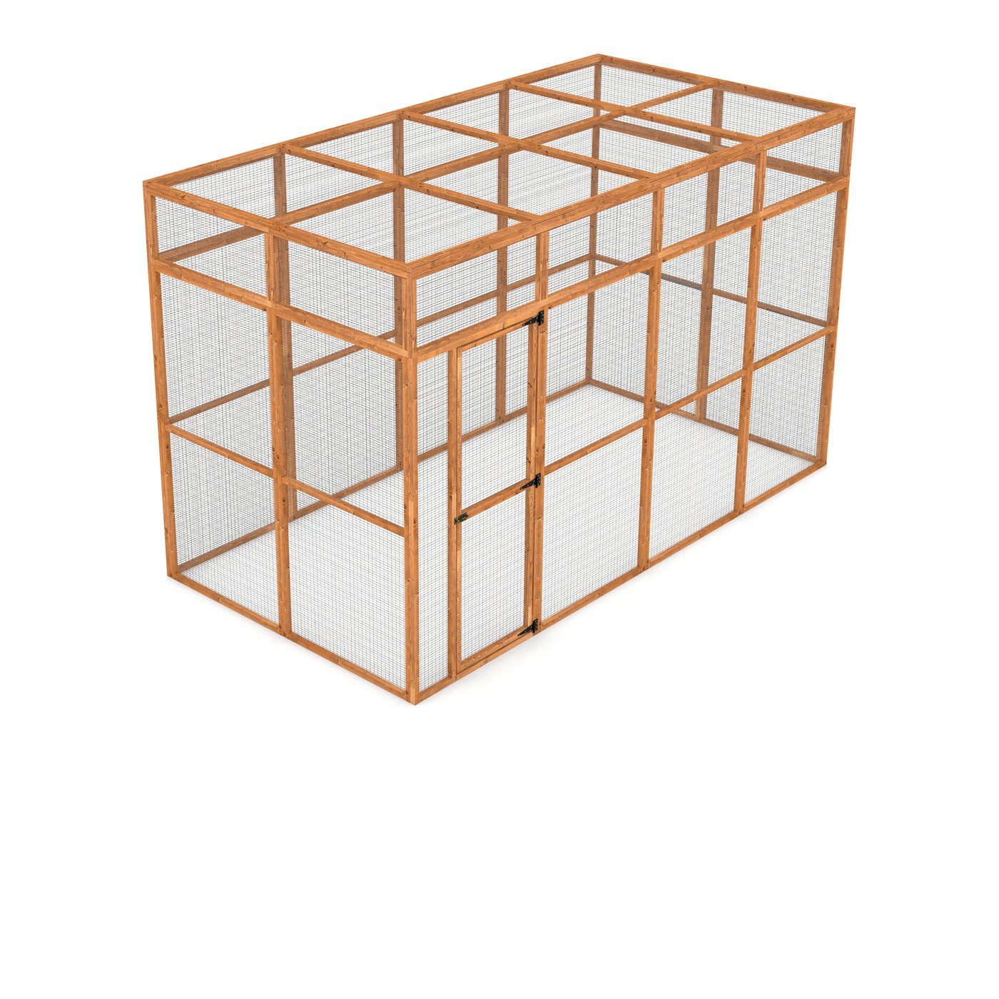 Wingham 4-Sided Walk-In Catio — 12ft x 6ft, 7.2ft high. Handcrafted wooden cat enclosure with galvanised wire mesh.