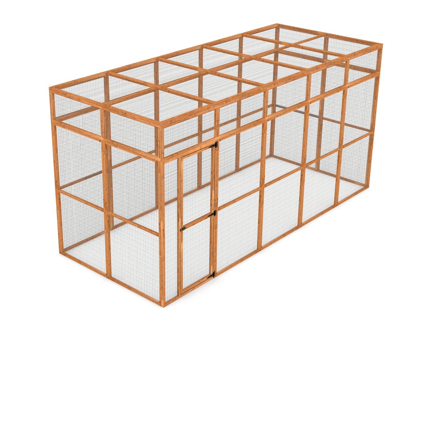 Wingham 4-Sided Walk-In Catio — 15ft x 6ft, 7.2ft high. Handcrafted wooden cat enclosure with galvanised wire mesh.