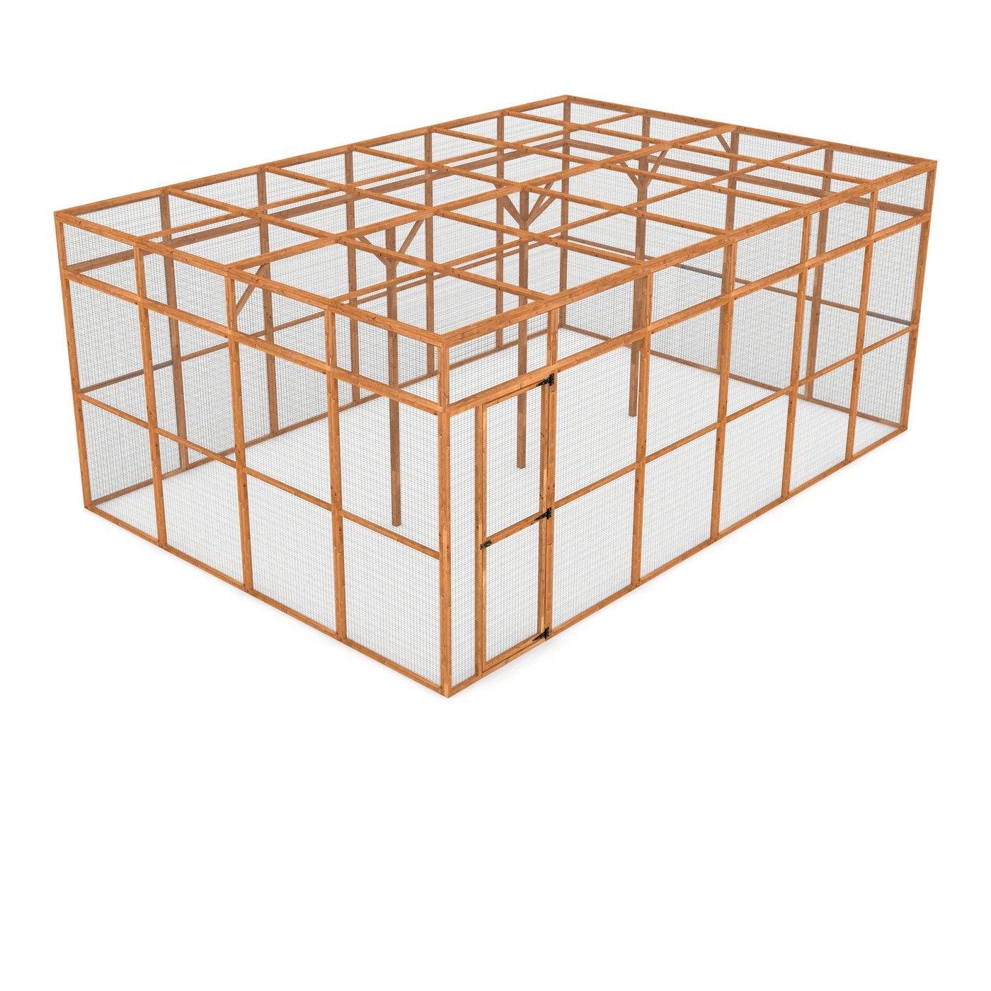 Wingham 4-Sided Walk-In Catio — 18ft x 12ft, 7.2ft high. Handcrafted wooden cat enclosure with galvanised wire mesh.