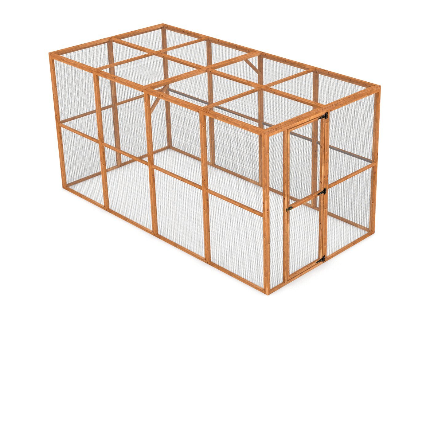 Wingham 4-Sided Walk-In Catio — 6ft x 12ft, 6ft high. Handcrafted wooden cat enclosure with galvanised wire mesh.