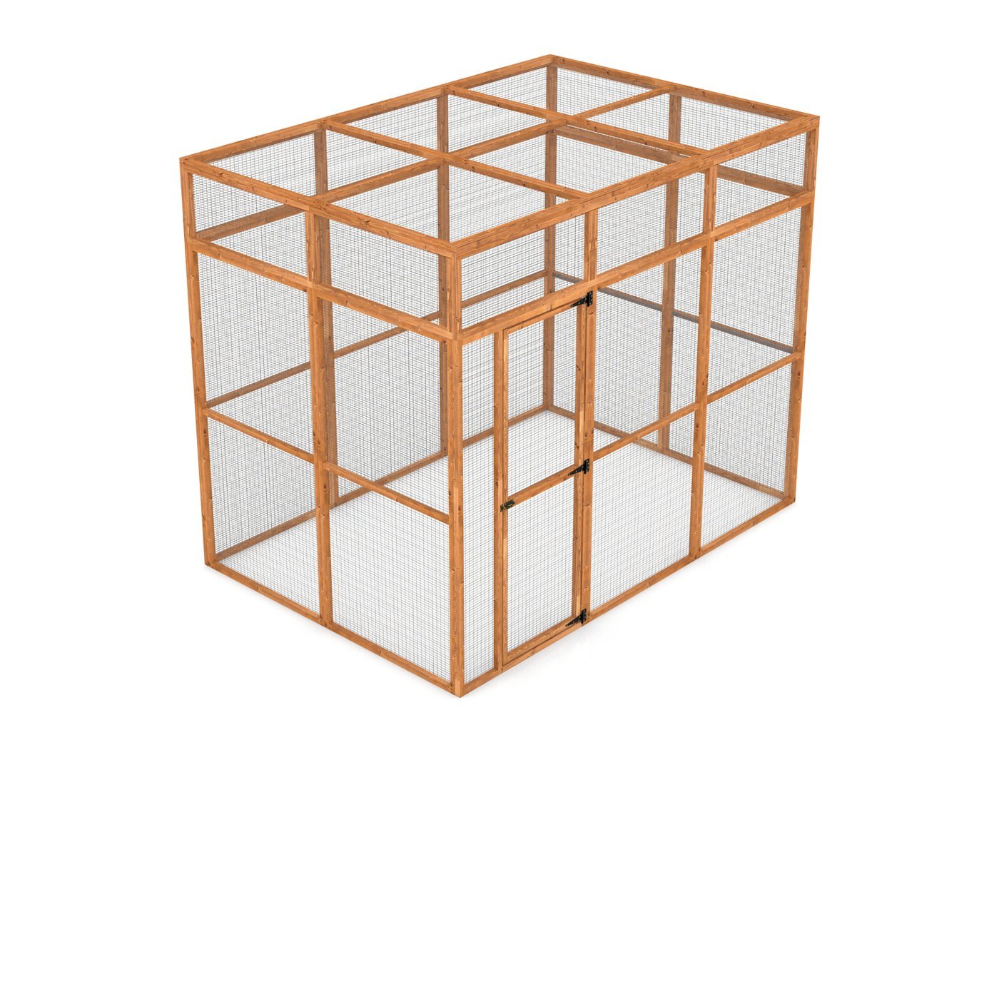 Wingham 4-Sided Walk-In Catio — 9ft x 6ft, 7.2ft high. Handcrafted wooden cat enclosure with galvanised wire mesh.