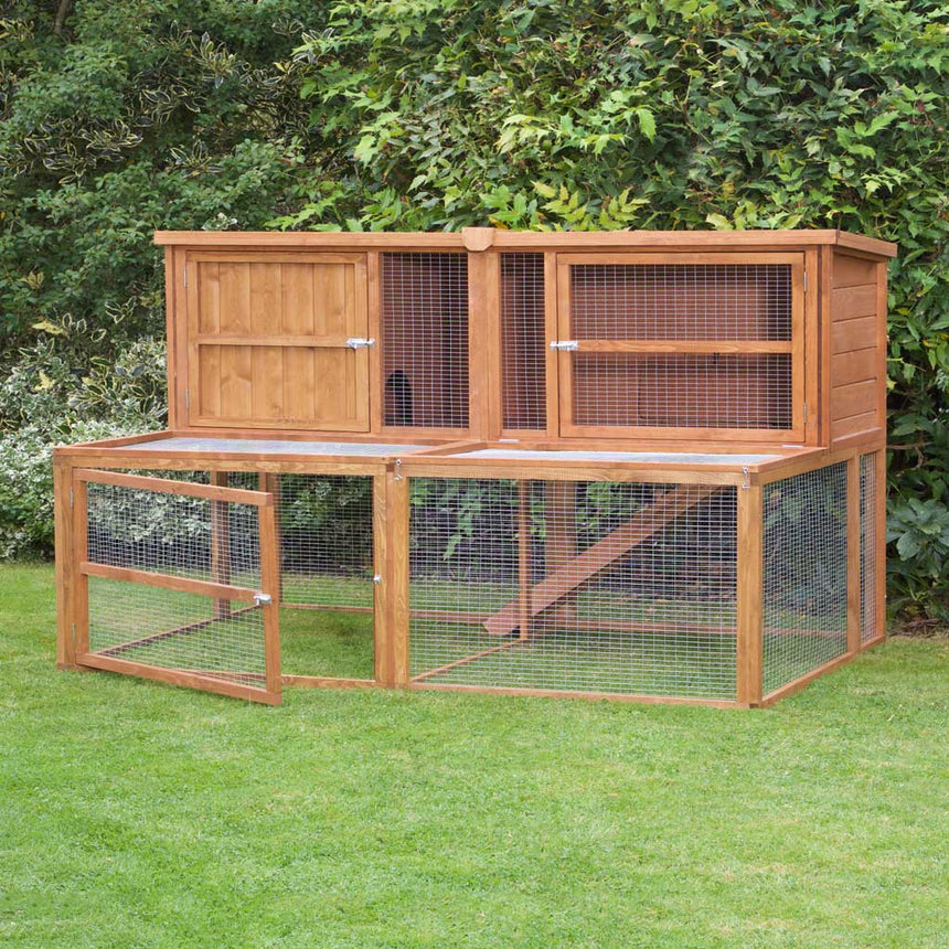6ft Kendal Guinea Pig Hutch & Run Combo | Large Hutch Can Face Forward & Backwards | Huge Size in a Smaller Footprint - Home & Roost