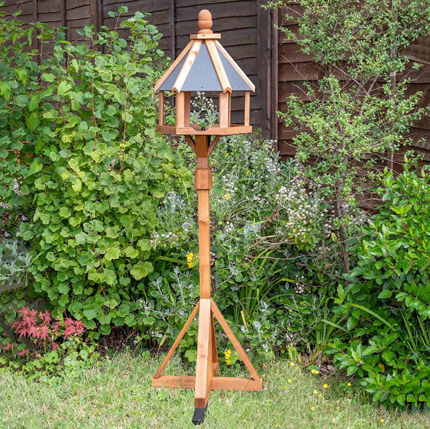 Ballycastle XL Bird Table | Beautiful Handmade Slate-Effect Roof And Stabilising Feet | Classic Design Suits Every Garden - Home & Roost
