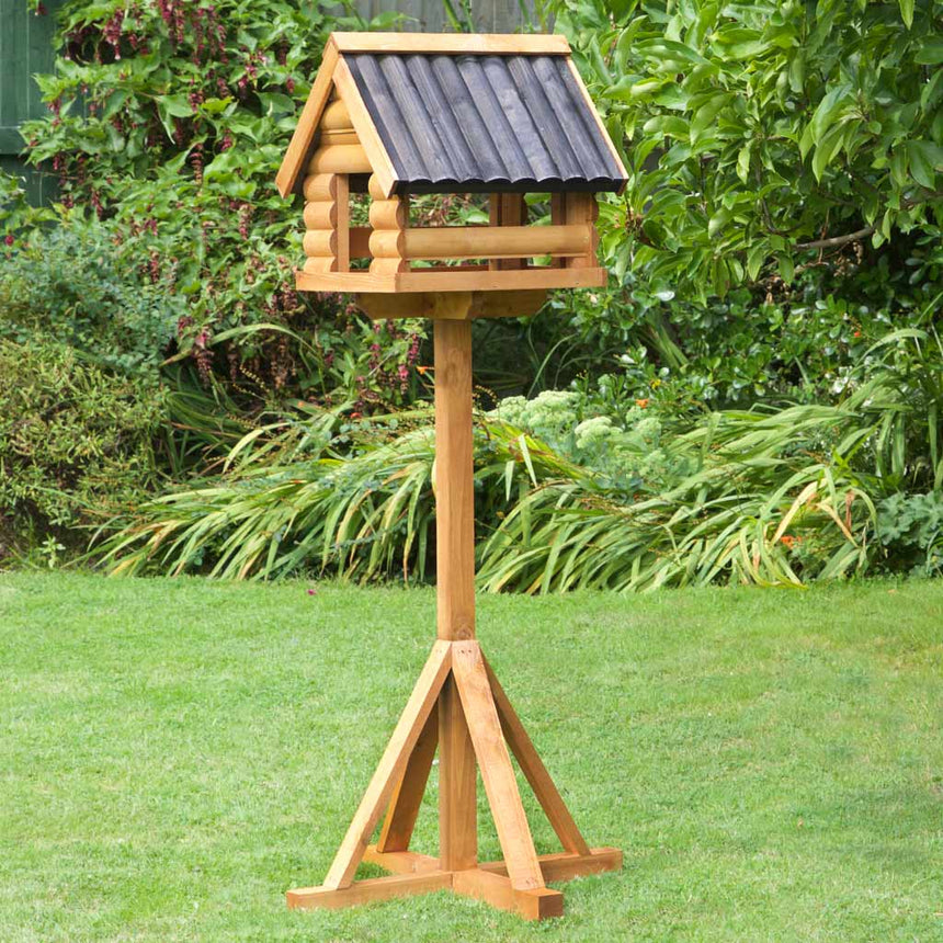 Fordwich Black Wild Garden Bird Table | Unique Log Lap Design | Delivered In Only 2 Parts - Home & Roost