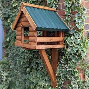 Fordwich Green Wall Mounted Bird Table | Log Lap Design | Delivered In Two Parts - Home & Roost