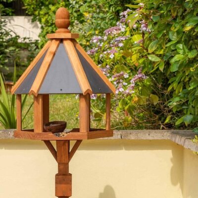 Ballycastle XL Bird Table | Beautiful Handmade Slate-Effect Roof And Stabilising Feet | Classic Design Suits Every Garden - Home & Roost